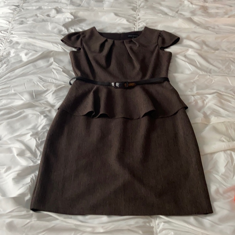 Peplum belted dress